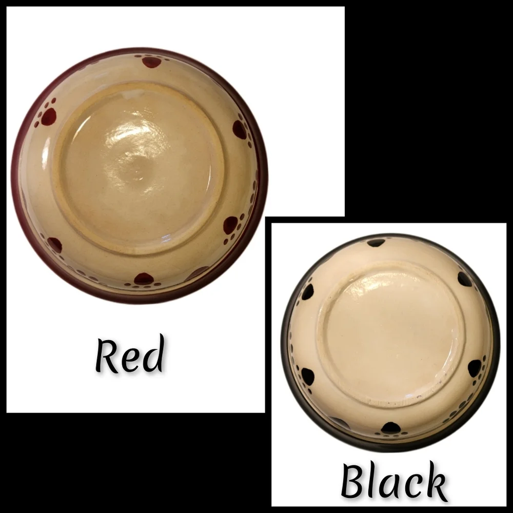 6-Pc Wrought Iron Pet Feeder w/ 4 Ceramic Pawprint Bowls & 1 Stainless Steel